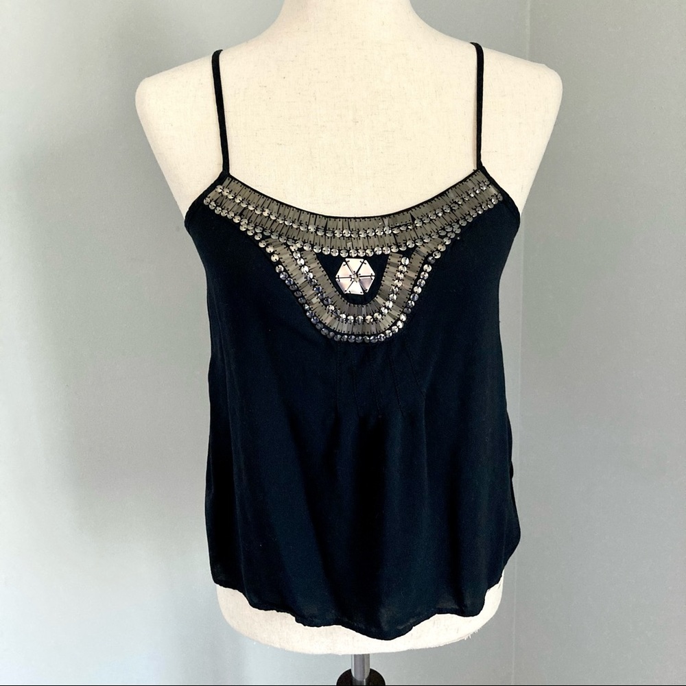 Foreign Exchange Black Beaded Tank Top